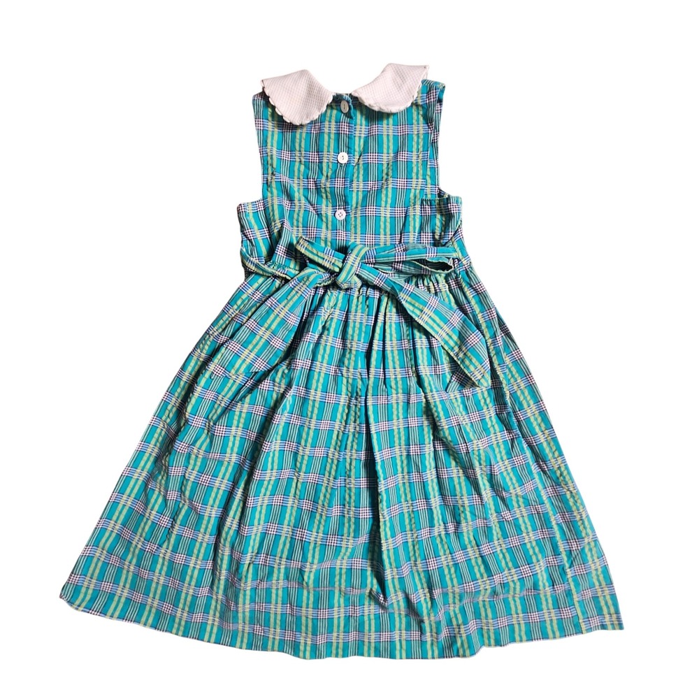 Vintage Cary San Francisco Neiman Marcus Girls Plaid Dress Peter Pan Collar 6